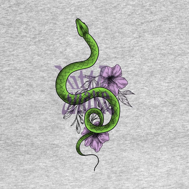 Drawing of a snake and flowers with the inscription by Little_snake